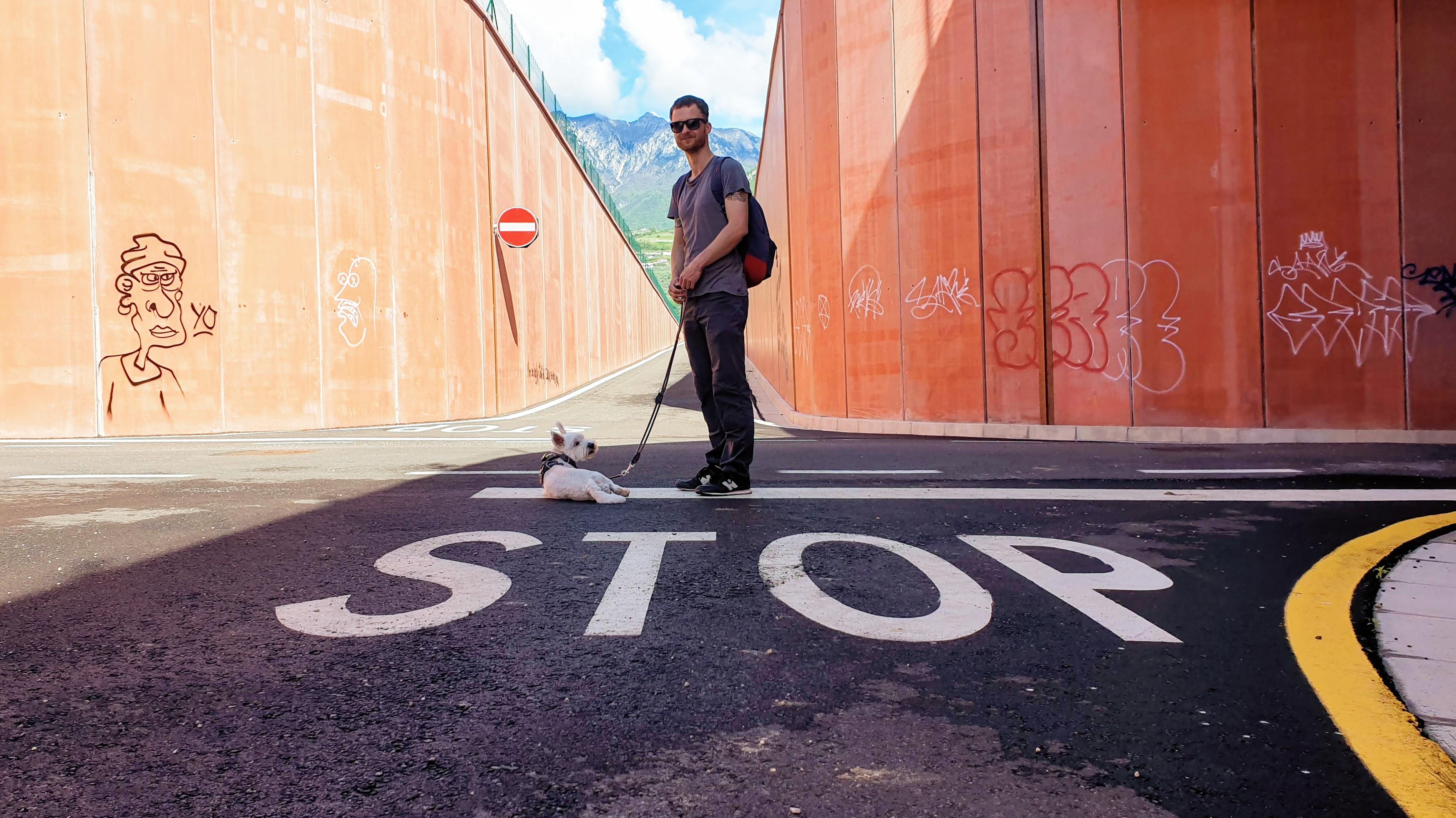 Walking on a bike path