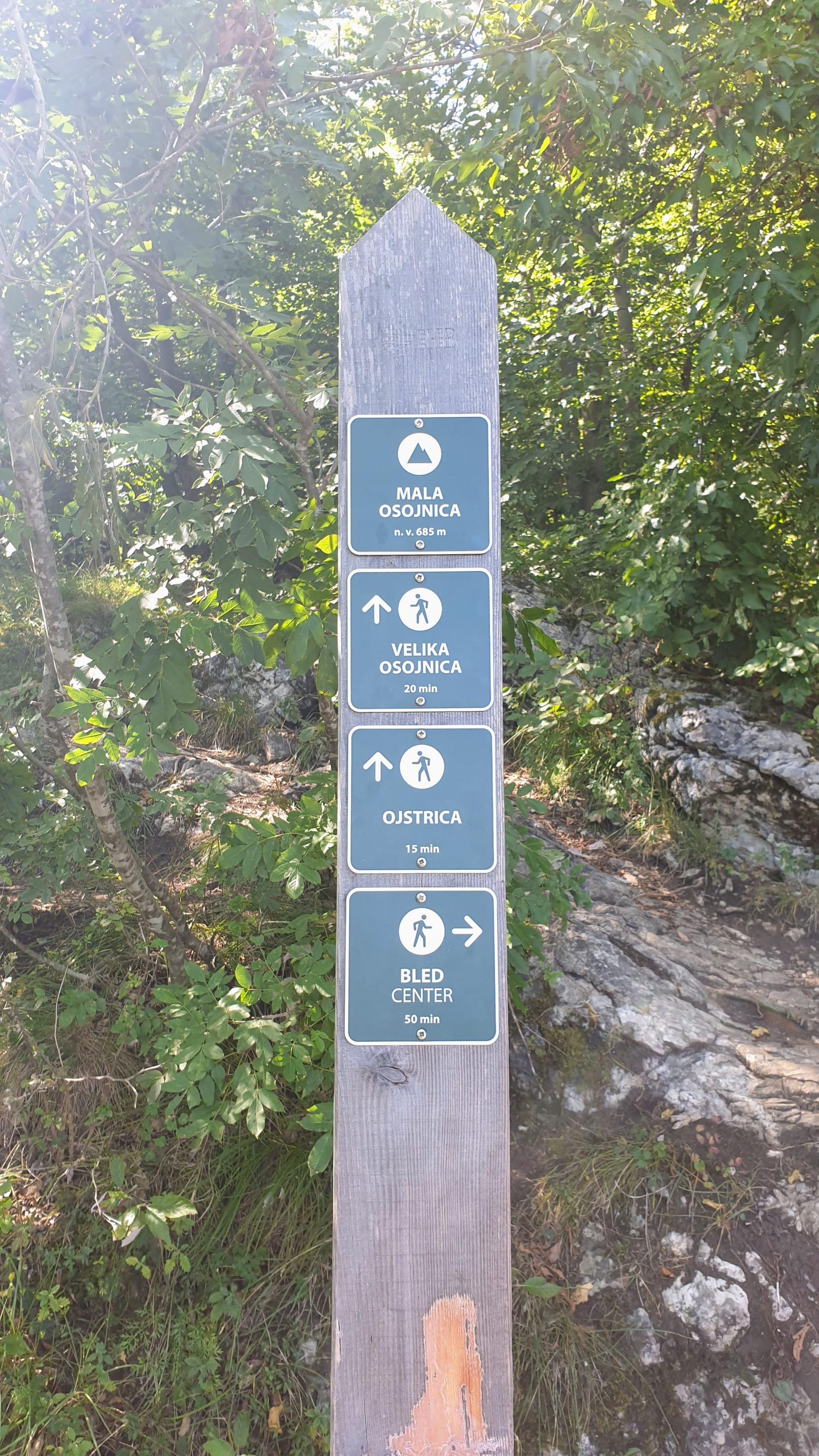 Trails sign at the lake Bled