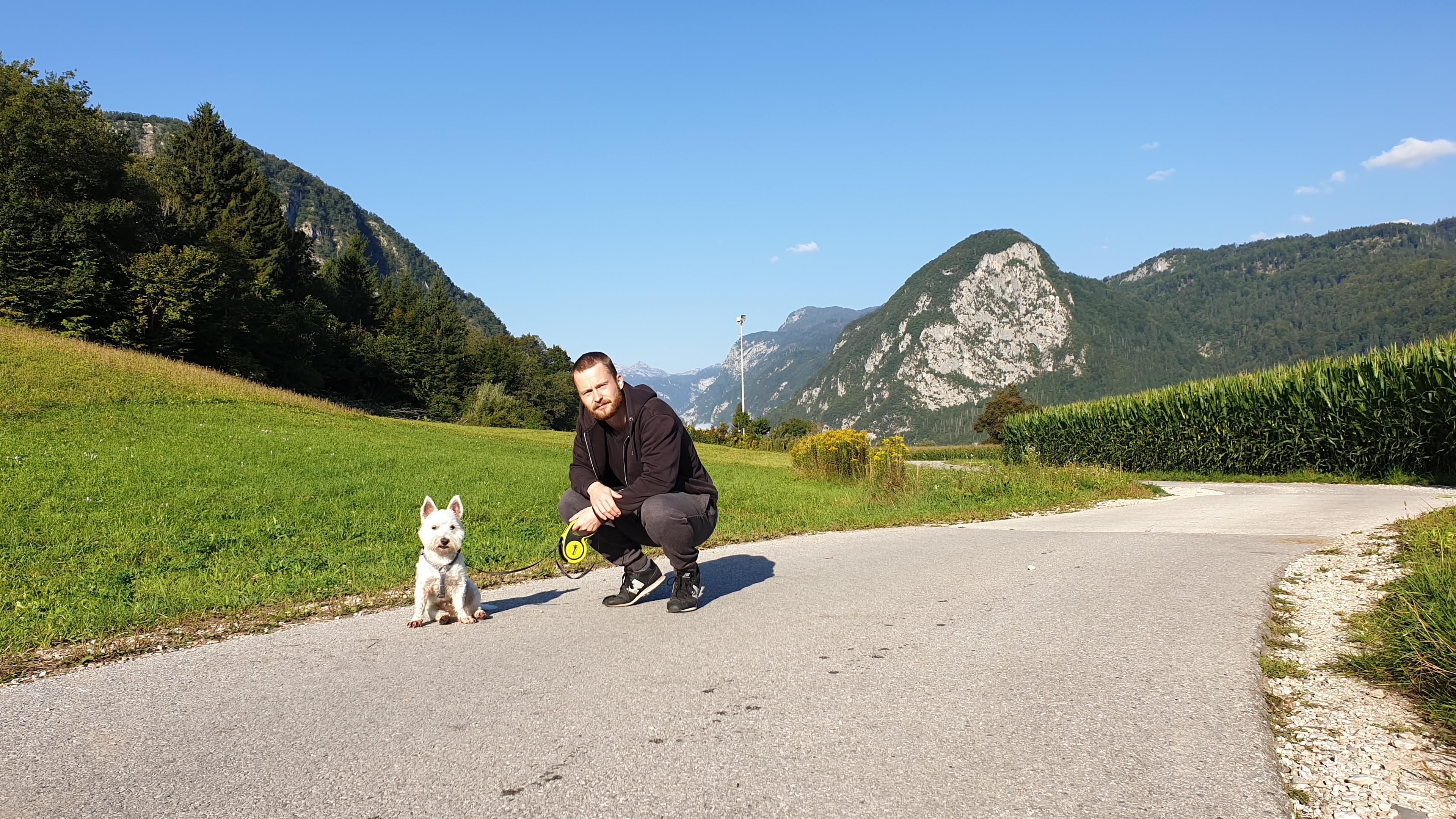 Kris and Leeloo ready for a hike