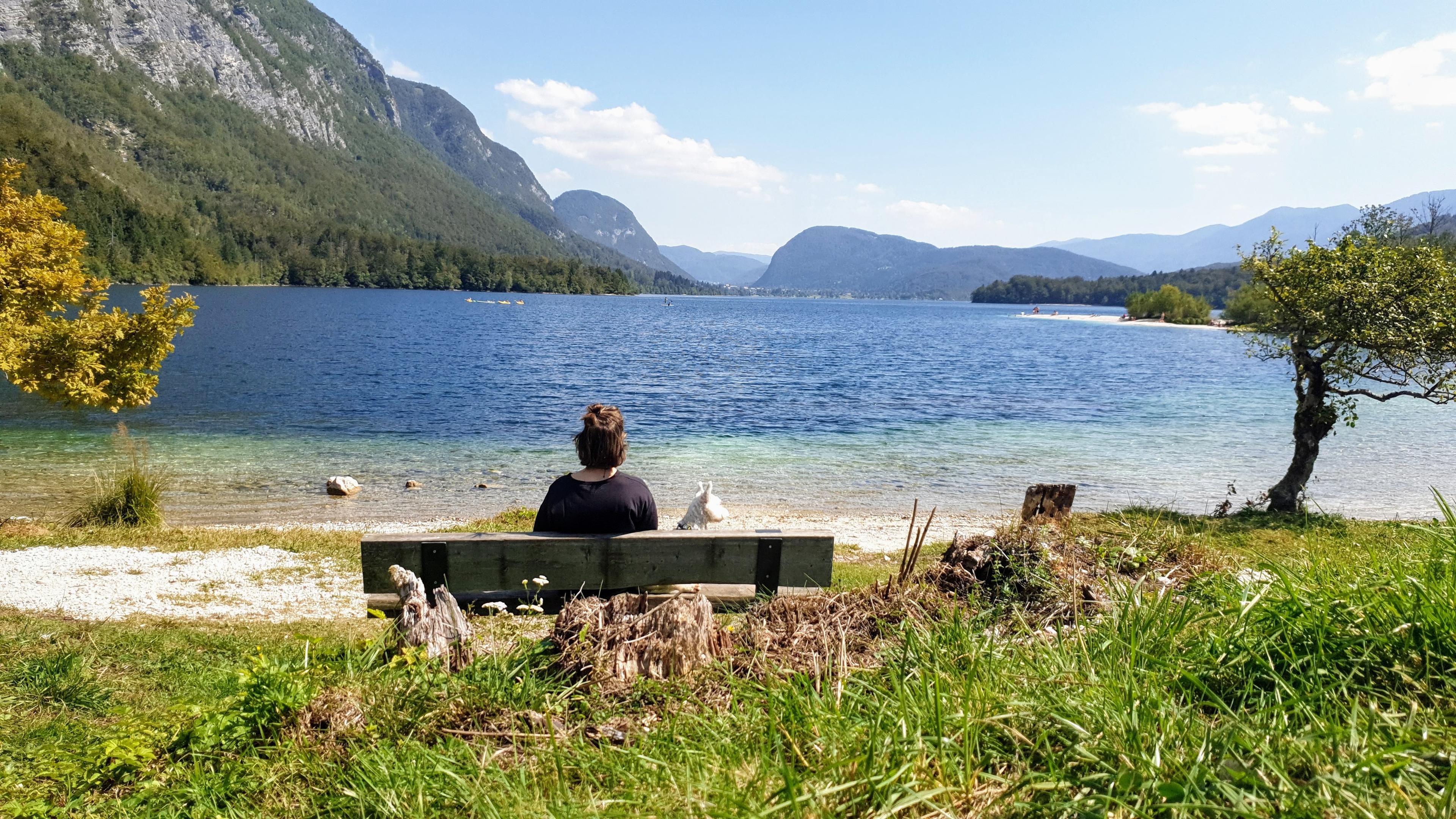 Masha and Leeloo enjoying a lake view