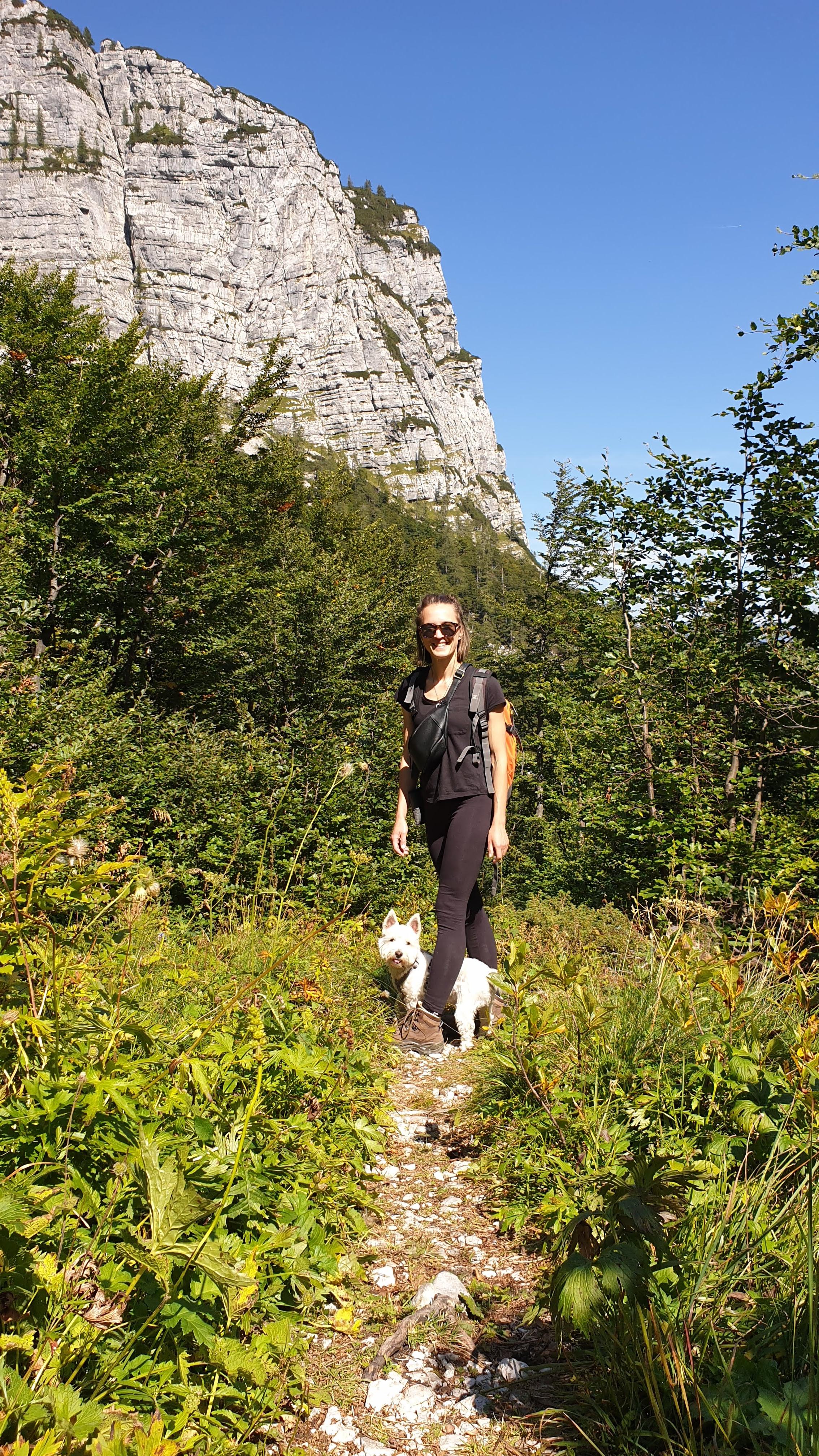 Leeloo and Masha on the trail in the Julian Alps
